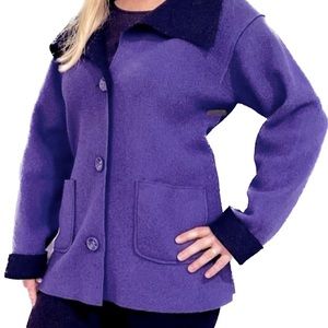 NWOT Felted Wool Oversized Jacket French Cuff Jones of New York Jewel Tone